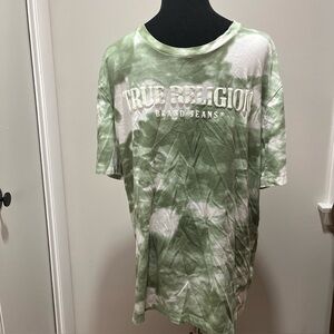 True Religion T-Shirt Men's 2XL  Green Short Sleeve Tie Dye